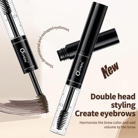 O'CHEAL 2 In 1 Double Head Black Curled Lashes Eyebrow Cream Styling 3D Feathery Wild Brow Wax Eyebrows Brush 02#DARK BROWM