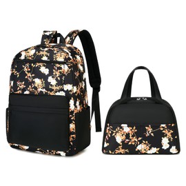 New Teen Girls School Backpack Student Lightweight Big Capacity Kids Bookbag Set with Cute Lunch Box & Integrated Rucksacks and External Pencil Case Avoid Random Laying Loss Prevention (flower)