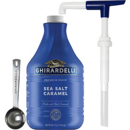 Ghirardelli Sea Salt Caramel Flavored Sauce, 87.3 Ounce Bottle with Ghirardelli Stamped Barista Spoon & Pump