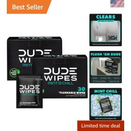 96 Count Indiv Wrapped Mint Chill Flushable Wipes - Hypoallergenic & Soothing