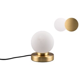 lightling Pekka Table Lamp with Base Matte Brass Metal Glass Shade White Touch Function Excl. 1 x E14 Max. 40 W Diameter 12 cm Height 15 cm