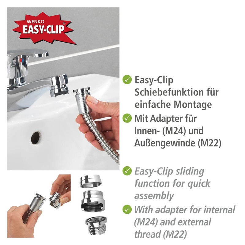 WENKO 22866100 Shower for handbasin - Mobile hand shower with