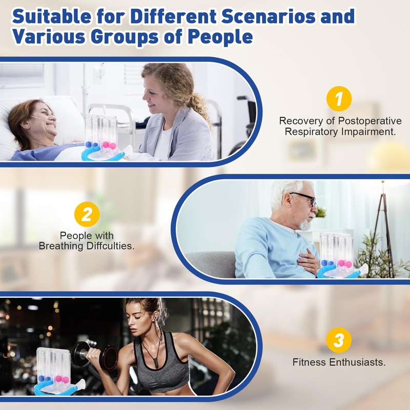Rierousy Breath Trainer, Lung Trainer, Breathing Trainer with 4 Colourful
