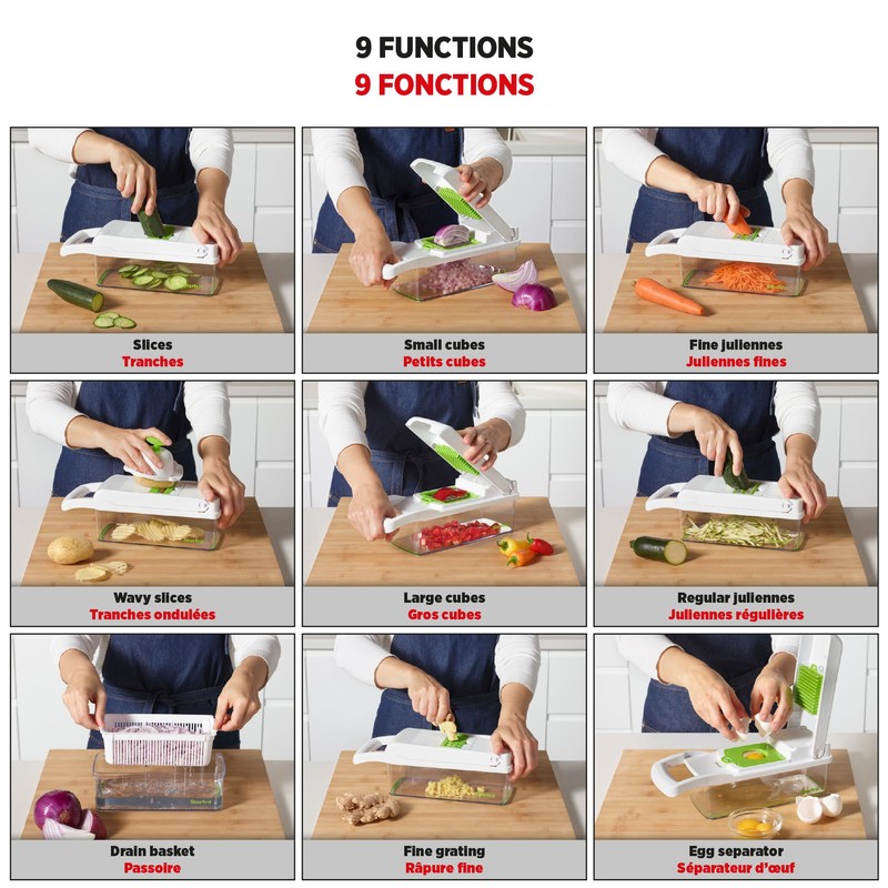 Starfrit Veggie Chopper Dicer Grater Slicer – 15-PC - 7