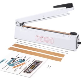 METRONIC Impulse Sealer 12 Inch, Heat Sealer Machine with Repair Kit, Manual Bag Sealer, Heavy Duty Impulse Heat Sealer for Plastic Bags, Shrink Wrap Bags (White)