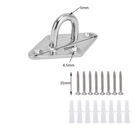 CXINCFBFUSH Hook Hardware Shade Mounting Hardware Strong Eye Plate Pad Eye 304 Stainless Steel (Silver, 4 Pad Eyes+Matching Screws)