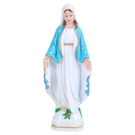 Fenteer Blessed Mother Virgin Mary Figurine Statue Blessed Virgin Mother Mary Figurine Character Sculpture for Living Room Table Stand Decoration, Blue Coat, 15cm