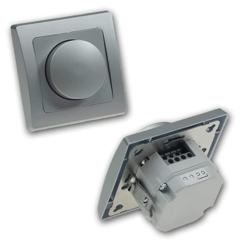 Delphi LED Dimmer with Earthing Contact Socket, Silver, UP