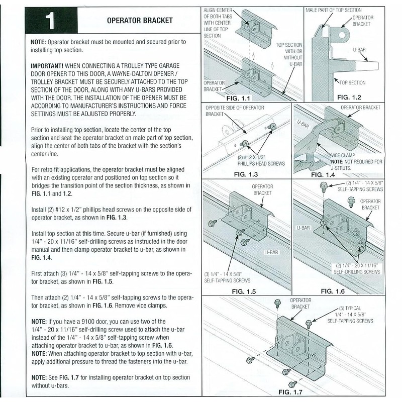 Trolley Arm Operator Bracket Kit Works with Wayne Dalton 9100