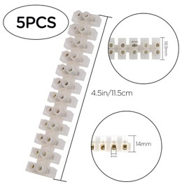 SAVITA 5PCS Terminal Block White Screw Terminal Block Dual Row Electric Barrier Block 12-Position Terminal Strip, 10 Amp 380 V
