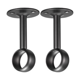 sourcing map Curtain Rod Closet Holders, 1'' Stainless Steel Wardrobe Pipe Lever Bracket, Ceiling Brackets Holder, Black 2Pcs
