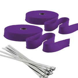 Stark Industries - Purple 1" x 50ft Fiberglass Exhaust Wrap with Stainless Steel Ties (11.8in) Header Wrap Heat Shield Sleeve for Cars and Motorcycle - 2-PACK