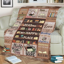 Kasuwow Book Lovers Gifts for Women, Book Lover Gift Ideas, Book Blanket, Gifts for Book Lovers, Reader, Librarian, Bookworm Gifts on Birthday Christmas Throw Blankets 50"x60"