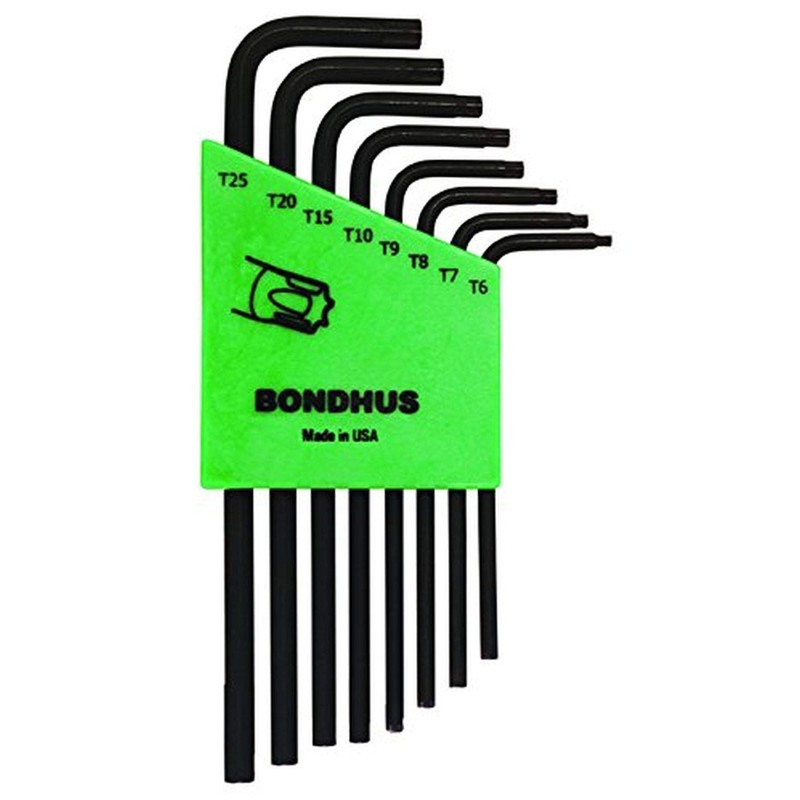 BONDHUS Torx® L-Wrench Anti-Fidget Set, Black Dyed, 7 Piece Set