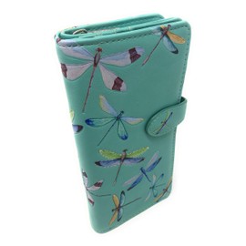 Shag Wear Dragonflies Large Women's Wallet Vegan Leather Teal 7"