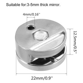 HAN SHENG 12 Pcs Mirror Clip Set Glass Clips Clamps Holder Round Shape Wall-Mounted Mirrors Bracket Bathroom Mirrors Supporting Sheet Nail Dresser Mirror Fixed Fitting for 3-5mm Thick Mirror