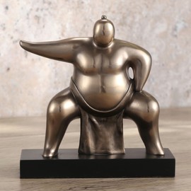 Veronese Design 4 7/8 Inch Japanese Abstract Sumo Wrestler Squat Resin Figurine Bronze Finish
