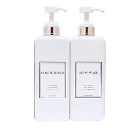 Empty Plastic Pump Bottles Square Shampoo Bottle Conditioner Soap Lotion Refillable, BPA Free for Body Wash, Moisturizer, Face Cream, Liquid Hand Soap, Self-Tanner (Silver-White)