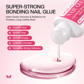 Morovan Nail Glue for Press-On Nails – Super Strong Brush-On Adhesive for Acrylic & Fake Nail Tips – Fast-Drying, Long-Lasting, No UV Light Needed – Salon Quality for DIY & Beginners