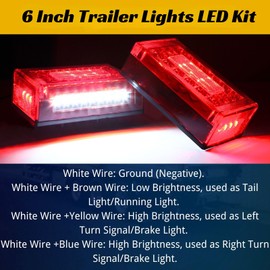 EXERAUO Trailer Lights, 6inch LED Submersible Trailer Lights Kit, Enclosed Rectangle Stop Turn License Plate Boat Trailer Lights Kit w/25ft Wiring Harness, Red Led Brake Light Bar