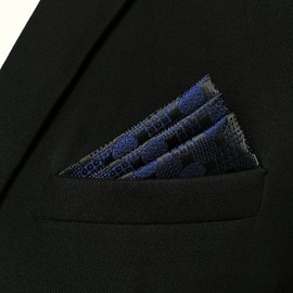 [S&W SHLAX & WING] Men's Tie Set Black Dark Blue Tie Gift Big Tall, 12.6 x 12.6 inches (32 x 32