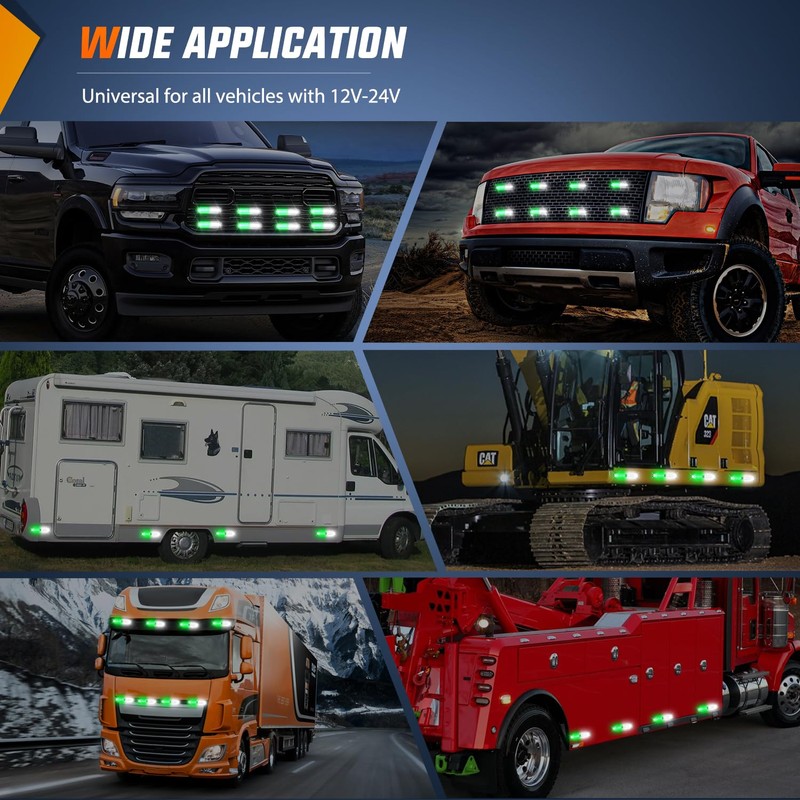 Nilight 8PCS Led Strobe Lights with Controller 12V 24V Sync