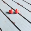 Unbranded Ceramic Red Heart Sterling Silver 925 Stud Earrings