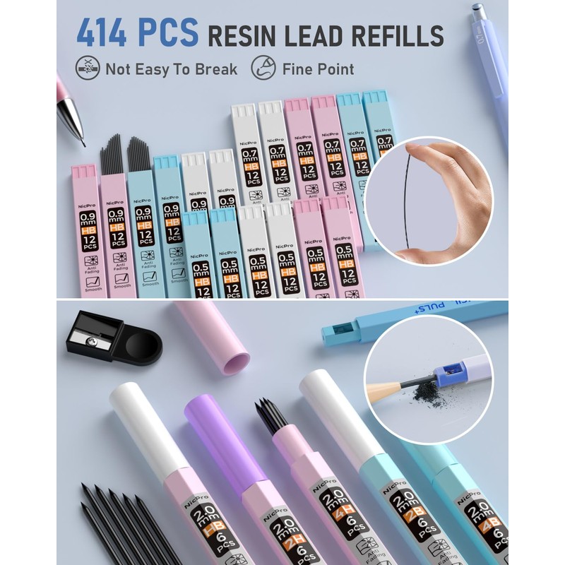 Nicpro 45PCS Aesthetic School Supplies with Big Capacity Pen Case,
