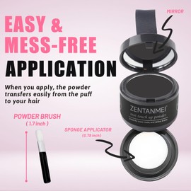 ZENTANMEI Root Touch Up Hairline Powder for Women & Men, Gray Hair Cover Up, Hairline Shadow Powder Sweatproof & Windproof, 0.14 oz Root Cover Up Powder for Thinning Hair (Black)