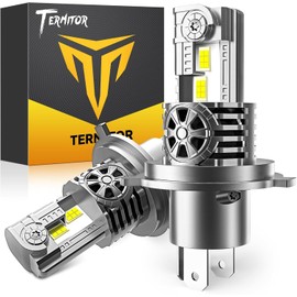 Termitor Upgraded H4/9003 Light bulb Hi/Low Beam, 50000LM 10X Super Brighter, 6500K Cool White, HB2 Driving Light Bulbs with Cooling Fan, 1:1 Mini Halogen Size, Plug and Play, Pack of 2