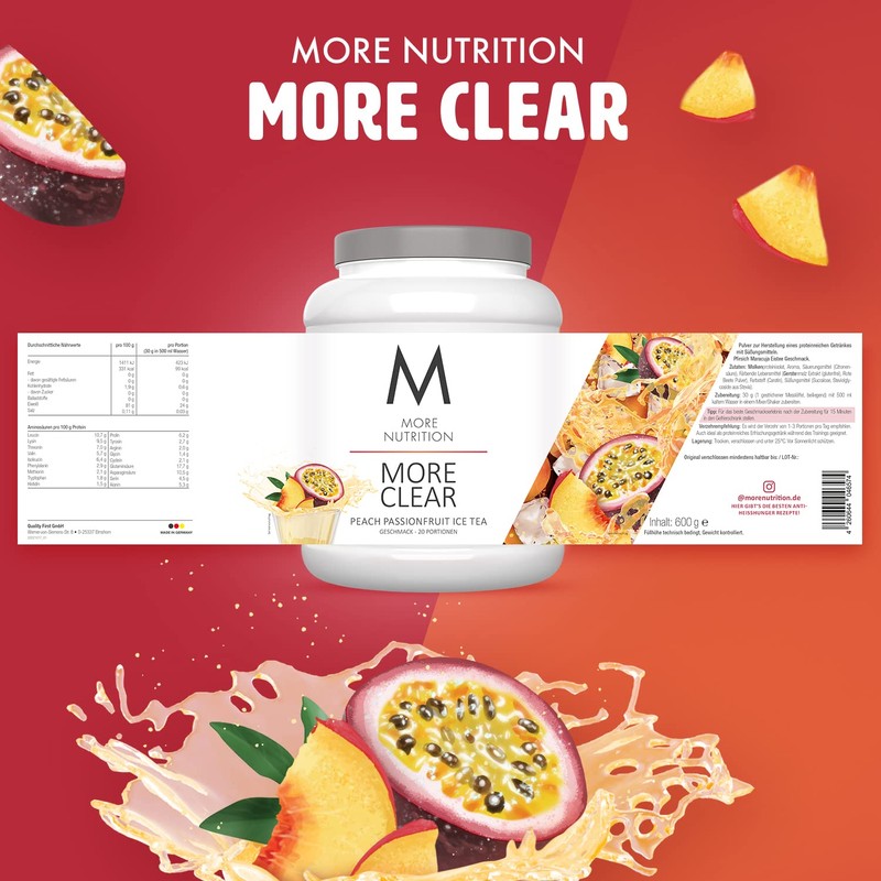 MORE NUTRITION More Clear, Peach Passionfruit Ice Tea, 600 g,