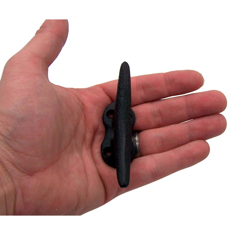 Wowser Nautical Black Cast Iron Boat Cleat Wall Hooks, 3.5