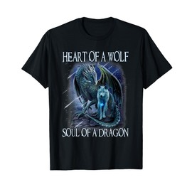 Heart Of Wolf Soul Of A Dragon - Cool Dragon - Wolf Warrior T-Shirt