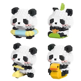 HAMKU 4 Sets Panda Building Blocks Set, Cute Panda Bricks, Panda Building Blocks, Toy Bricks, Mini Building Blocks, Animals for Adults, Children, for Children from 9+ Years