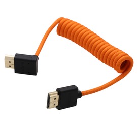 HangTon UP Angle HDMI, 8K 4K Cable for Sony FX30 FX6 A9III A1 A7R5 A7IV, Lumix G9 GH5M2, Nikon Z6III, Canon C80 R5 Mark II, FEELWORLD, Portkeys LH7P LH5H, ATOMOS Ninja V, Orange Braided
