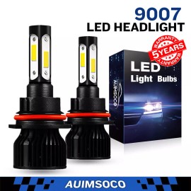 AUIMSOCO 2x 9007/HB5 LED Headlight Bulbs Kit White High Lo Beam Light Super Bright 10000K
