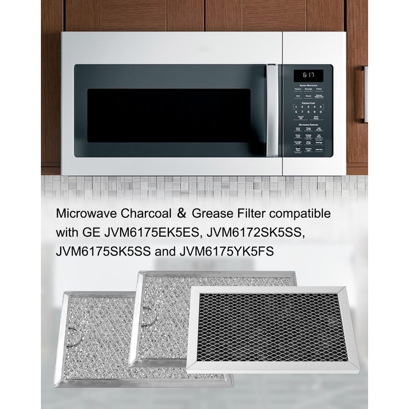 Microwave Charcoal and Grease Filter Fit for GE JVM6175EK5ES JVM6172SK5SS