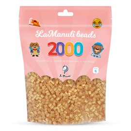 La Manuli Iron-On Beads, Approx. 2000 Pieces Midi Beads in Resealable Bag, Refill Set, Craft Beads, Compatible with Any Brand Beads, 5 mm Beads (Gold)
