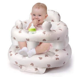 Inflatable Baby Seat for Babies 3-36 Months, Aloxina Sit Me Up Floor Chair with Built-in Air Pump, Squeaky Ears & Full Surround Design, Infant Support Seat for Sitting & Feeding (Bear)