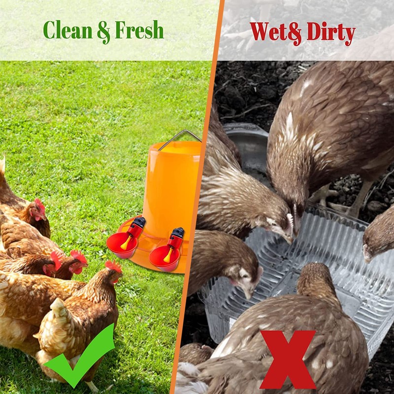 Automatic Chicken Drinkers Waterers Upgraded - 10 Pcs Red Poultry