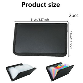 2 Pcs Receipt Organiser, Receipt Wallet, Document Organiser, with Front Pocket Holder/Sticky Labels, Receipt Folder, Two Colors, Hard Material, Each with 13 Compartments of Zippered Bill Bag