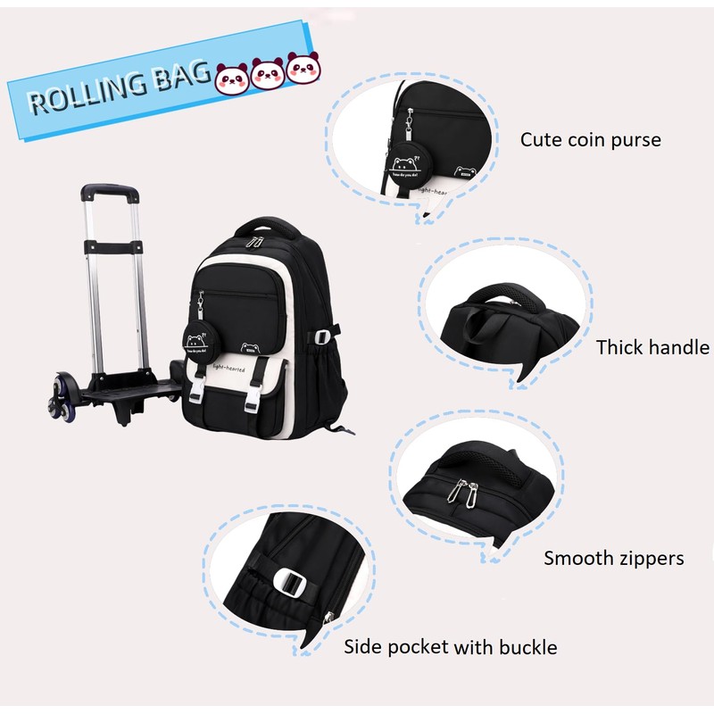 Rolling Backpack for Boys Girls Kids Backpack with Wheels Elementary