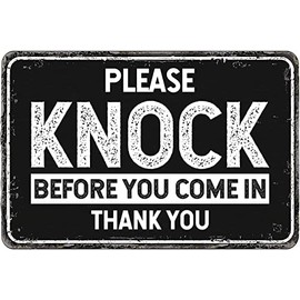 Notice Sign - Please Knock Before Entering | Metal Sign | Protect Your Business, Construction Site, Warehouse & Shop Area