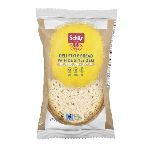 Schar Deli Style Sourdough Gluten-Free Bread - Non GMO, Lactose Free, Preservative Free, Pre-Sliced, 240g