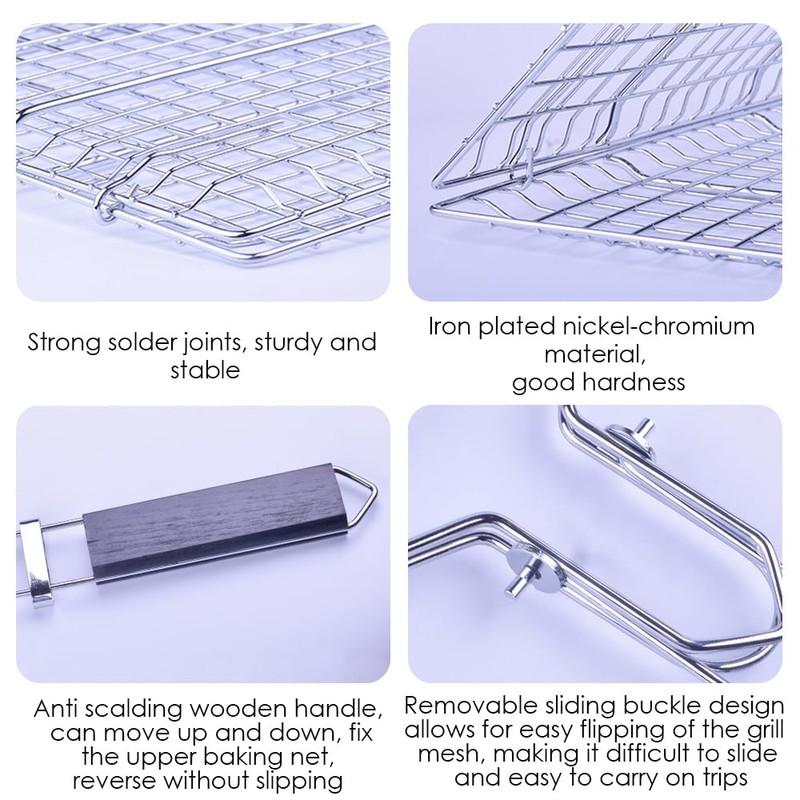 Grill Basket - Stainless Steel BBQ Portable Foldable Cooking Grate