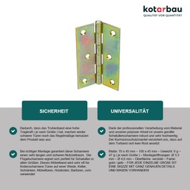KOTARBAU Furniture Hinges 20-100 mm Rolled Hinges Table Hinge Door Hinge Galvanised Door Hinge Box Hinge Cabinet Hinge