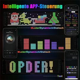 JDVOOTD Flexible LED Display Board, 47.5 x 12 cm LED Light Advertisement, Bluetooth Smart App LED Sign for Text, Graffiti, Car, Name Plate Truck, Bar, Advertising Board