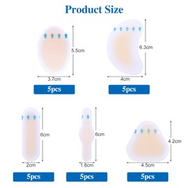 Mynoozi 25 x Invisible Bladder Patches Hydrocolloid Gel Blister Wraps for Fingers, Toes, Forefoot, Heel Protection and Skin Protection, Pack of 25