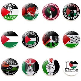 12 Pcs Palestine Flag Refrigerator Magnet Sticker Crystal Glass Magnetic Sticker Flexible Magnet Sticker for Truck Car Fridge Locker whiteboard