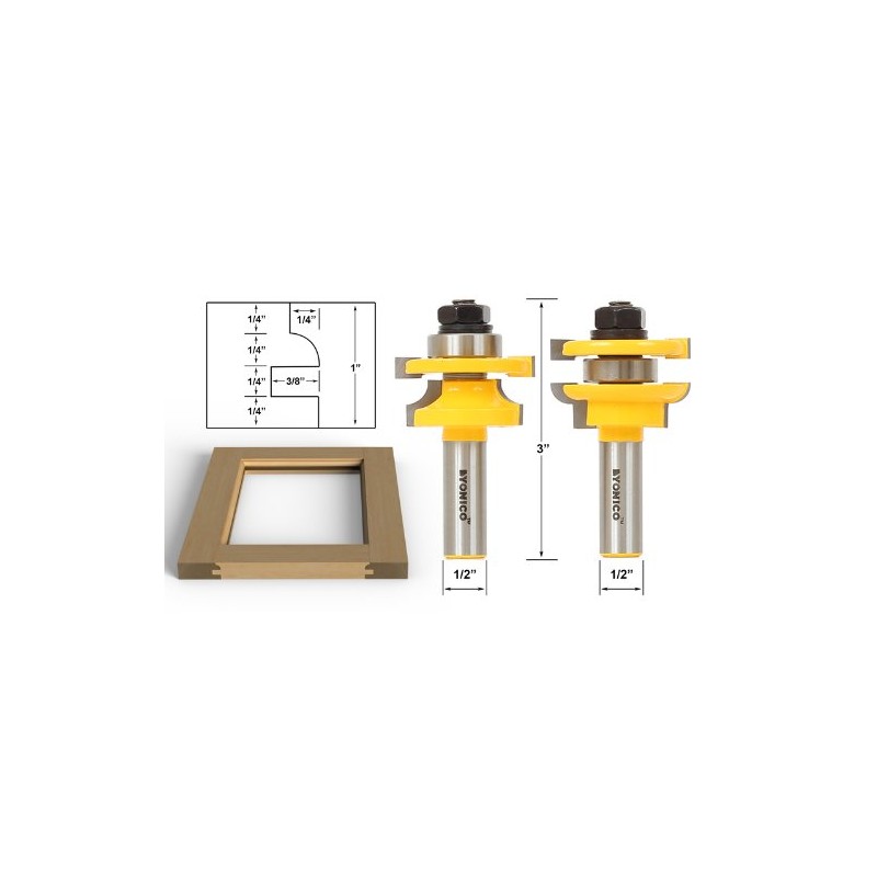 YONICO Router Bits Set Rail and Stile 2 Bit Round